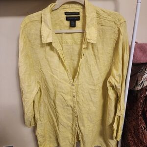 Tahari Women Yellow Shirt